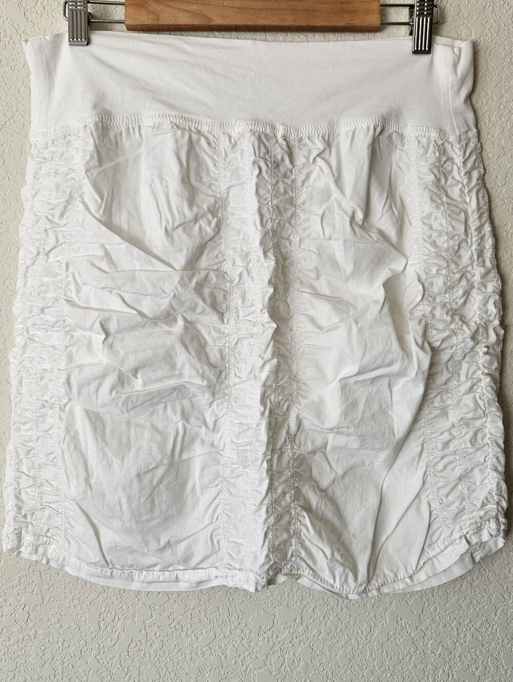 Wearables XCVI Ruched White Skirt Cotton Size Medium